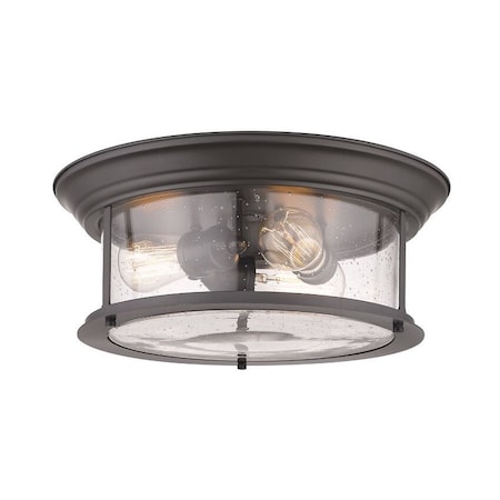 Sonna 3 Light Flush Mount, Bronze And Clear Seedy